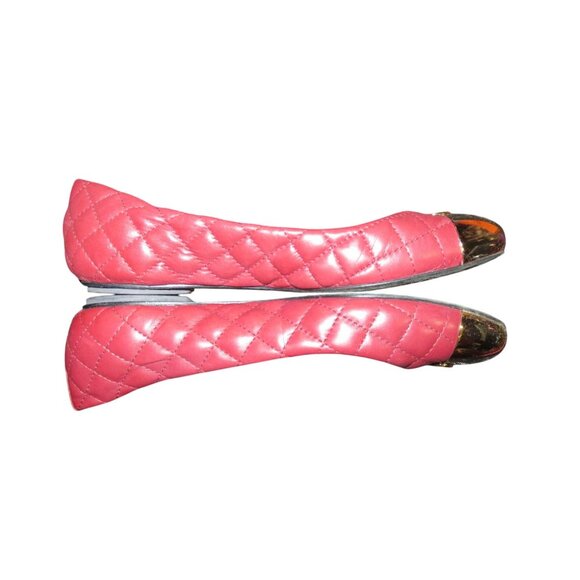 Tory Burch Kaitlin Sangria Red Quilted Leather Ballet Flats Gold Cap Toes size 9 - Picture 5 of 10